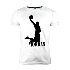 Мужская футболка премиум с принтом Michael Jordan. в Курске, 92% хлопок, 8% лайкра | приталенный силуэт, круглый вырез ворота, длина до линии бедра, короткий рукав | basketball | баскетбол | джордан | майкл джордан | спорт
