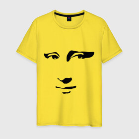 Мужская футболка хлопок с принтом Джаконда в Курске, 100% хлопок | прямой крой, круглый вырез горловины, длина до линии бедер, слегка спущенное плечо. | джаконда | дицо | мона лиза | портрет