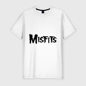 Мужская футболка премиум с принтом Misfits logo в Курске, 92% хлопок, 8% лайкра | приталенный силуэт, круглый вырез ворота, длина до линии бедра, короткий рукав | misfits