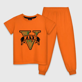 Детская пижама хлопок с принтом GTA logo в Курске, 100% хлопок |  брюки и футболка прямого кроя, без карманов, на брюках мягкая резинка на поясе и по низу штанин
 | five | grand theft auto | gta | gta 5 | logo | гта | гта пять | лого | логотип