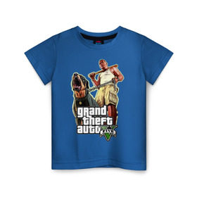 Детская футболка хлопок с принтом GTA 5 в Курске, 100% хлопок | круглый вырез горловины, полуприлегающий силуэт, длина до линии бедер | five | grand theft auto | gta | gta 5 | media | бита | гта | гта пять | собака