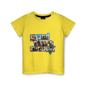 Детская футболка хлопок с принтом GTA 5 в Курске, 100% хлопок | круглый вырез горловины, полуприлегающий силуэт, длина до линии бедер | five | grand theft auto | gta | gta 5 | logo | гта | гта пять | лого | логотип