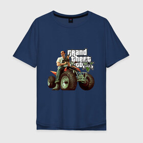 Мужская футболка хлопок Oversize с принтом GTA V в Курске, 100% хлопок | свободный крой, круглый ворот, “спинка” длиннее передней части | criminal action | games | grand theft auto | gta 5 | race | гта 5 | игры