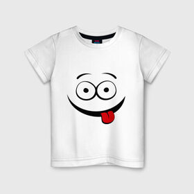 Детская футболка хлопок с принтом Неутомимый проказник в Курске, 100% хлопок | круглый вырез горловины, полуприлегающий силуэт, длина до линии бедер | глаза | детские | детям | прикольные картинки | проказник | ребенку | смайл | улыбка | язык