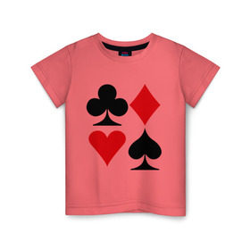Детская футболка хлопок с принтом Масти карт в Курске, 100% хлопок | круглый вырез горловины, полуприлегающий силуэт, длина до линии бедер | poker | игра | игры | карточная игра | карты | масти карт | покер