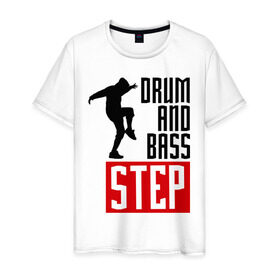 Мужская футболка хлопок с принтом Drum and Bass Step в Курске, 100% хлопок | прямой крой, круглый вырез горловины, длина до линии бедер, слегка спущенное плечо. | dnb | dub step | dubstep | музыка