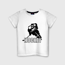 Детская футболка хлопок с принтом Hockey (Хоккей) в Курске, 100% хлопок | круглый вырез горловины, полуприлегающий силуэт, длина до линии бедер | спорт | спортсмен | хокеист | хокей | хоккеист | шайба