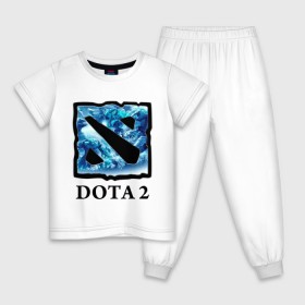 Детская пижама хлопок с принтом Dota 2 logo blue в Курске, 100% хлопок |  брюки и футболка прямого кроя, без карманов, на брюках мягкая резинка на поясе и по низу штанин
 | дота | компьютерные игры