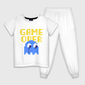 Детская пижама хлопок с принтом game over в Курске, 100% хлопок |  брюки и футболка прямого кроя, без карманов, на брюках мягкая резинка на поясе и по низу штанин
 | pacman | игра окончена | игры | пакман | пиксели | пикселы