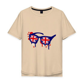 Мужская футболка хлопок Oversize с принтом Очки (британский флаг) в Курске, 100% хлопок | свободный крой, круглый ворот, “спинка” длиннее передней части | england | английский | англия | британия | европа | туристические