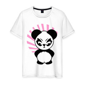 Мужская футболка хлопок с принтом Злая панда. в Курске, 100% хлопок | прямой крой, круглый вырез горловины, длина до линии бедер, слегка спущенное плечо. | Тематика изображения на принте: животные | звери | злой | медведь | медвежонок | мишка | прикольные картинки