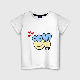 Детская футболка хлопок с принтом Влюбленная муха. в Курске, 100% хлопок | круглый вырез горловины, полуприлегающий силуэт, длина до линии бедер | влюбленная муха | любовь | муха | насекомые