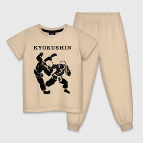 Детская пижама хлопок с принтом Киокушинкай - кекусинкай в Курске, 100% хлопок |  брюки и футболка прямого кроя, без карманов, на брюках мягкая резинка на поясе и по низу штанин
 | Тематика изображения на принте: каратэ | киокушинкай