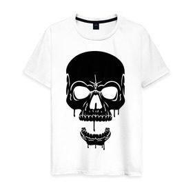 Мужская футболка хлопок с принтом злобный череп в Курске, 100% хлопок | прямой крой, круглый вырез горловины, длина до линии бедер, слегка спущенное плечо. | скелет