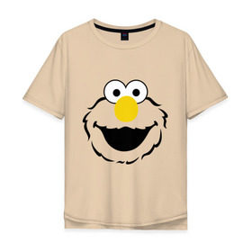 Мужская футболка хлопок Oversize с принтом Sesame Street Elmo Big Smile в Курске, 100% хлопок | свободный крой, круглый ворот, “спинка” длиннее передней части | cookie monster | elmo | sesame street | улица сезам