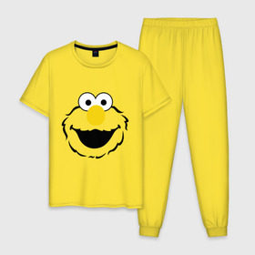 Мужская пижама хлопок с принтом Sesame Street Elmo Big Smile в Курске, 100% хлопок | брюки и футболка прямого кроя, без карманов, на брюках мягкая резинка на поясе и по низу штанин
 | cookie monster | elmo | sesame street | улица сезам