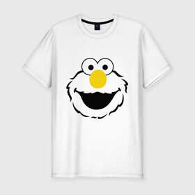 Мужская футболка премиум с принтом Sesame Street Elmo Big Smile в Курске, 92% хлопок, 8% лайкра | приталенный силуэт, круглый вырез ворота, длина до линии бедра, короткий рукав | cookie monster | elmo | sesame street | улица сезам