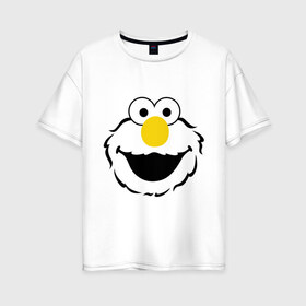 Женская футболка хлопок Oversize с принтом Sesame Street Elmo Big Smile в Курске, 100% хлопок | свободный крой, круглый ворот, спущенный рукав, длина до линии бедер
 | cookie monster | elmo | sesame street | улица сезам