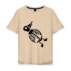 Мужская футболка хлопок Oversize с принтом Скелет пингвина в Курске, 100% хлопок | свободный крой, круглый ворот, “спинка” длиннее передней части | пингвин | скелет