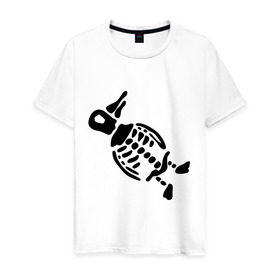Мужская футболка хлопок с принтом Скелет пингвина в Курске, 100% хлопок | прямой крой, круглый вырез горловины, длина до линии бедер, слегка спущенное плечо. | пингвин | скелет