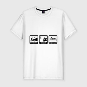 Мужская футболка премиум с принтом БМВ - распорядок дня в Курске, 92% хлопок, 8% лайкра | приталенный силуэт, круглый вырез ворота, длина до линии бедра, короткий рукав | bmw | автомобиль | бмв | занятие | машина | распорядок дня