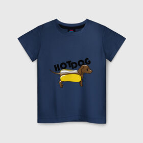 Детская футболка хлопок с принтом Hot dog в Курске, 100% хлопок | круглый вырез горловины, полуприлегающий силуэт, длина до линии бедер | hot dog | булка | собака | собачка | хот дог