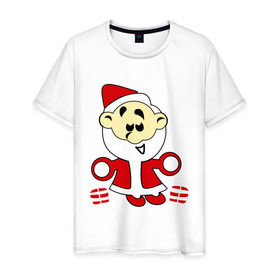 Мужская футболка хлопок с принтом Дед мороз с подарками. в Курске, 100% хлопок | прямой крой, круглый вырез горловины, длина до линии бедер, слегка спущенное плечо. | дед мороз | зима | новый год | подарки | праздник