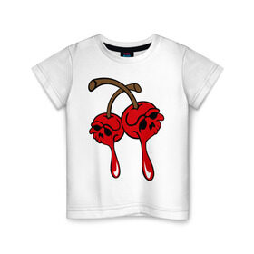 Детская футболка хлопок с принтом Мертвые вишенки в Курске, 100% хлопок | круглый вырез горловины, полуприлегающий силуэт, длина до линии бедер | halloween | skull | вишня | хэллоуин | череп