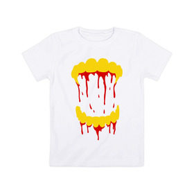 Детская футболка хлопок с принтом Vampire mouth в Курске, 100% хлопок | круглый вырез горловины, полуприлегающий силуэт, длина до линии бедер | blood | halloween | vampire | вампир | подарок на хэллоуин | сюрприз на хэллоуин | хэллоуин