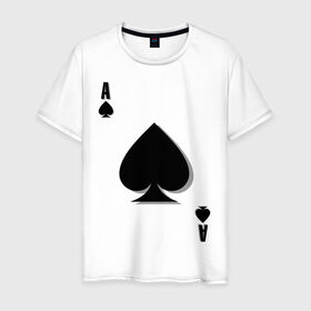 Мужская футболка хлопок с принтом Пиковый туз в Курске, 100% хлопок | прямой крой, круглый вырез горловины, длина до линии бедер, слегка спущенное плечо. | игральные карты | карты | пики | покер | туз