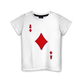 Детская футболка хлопок с принтом Бубновый туз в Курске, 100% хлопок | круглый вырез горловины, полуприлегающий силуэт, длина до линии бедер | буби | игральные карты | карты | покер | туз