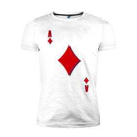 Мужская футболка премиум с принтом Бубновый туз в Курске, 92% хлопок, 8% лайкра | приталенный силуэт, круглый вырез ворота, длина до линии бедра, короткий рукав | буби | игральные карты | карты | покер | туз