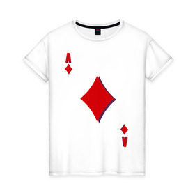 Женская футболка хлопок с принтом Бубновый туз в Курске, 100% хлопок | прямой крой, круглый вырез горловины, длина до линии бедер, слегка спущенное плечо | буби | игральные карты | карты | покер | туз