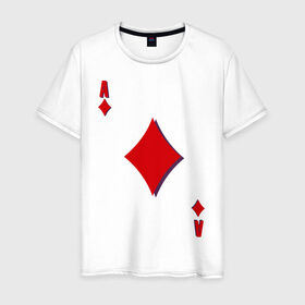 Мужская футболка хлопок с принтом Бубновый туз в Курске, 100% хлопок | прямой крой, круглый вырез горловины, длина до линии бедер, слегка спущенное плечо. | буби | игральные карты | карты | покер | туз