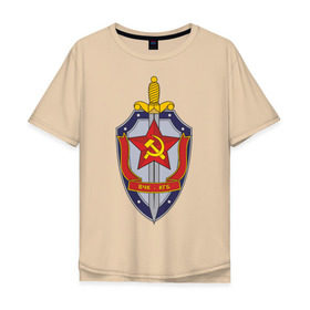 Мужская футболка хлопок Oversize с принтом ВЧК-КГБ в Курске, 100% хлопок | свободный крой, круглый ворот, “спинка” длиннее передней части | знак кгб | советская символика | ссср | эмблема