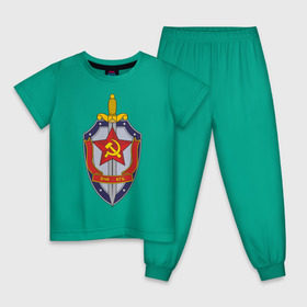 Детская пижама хлопок с принтом ВЧК-КГБ в Курске, 100% хлопок |  брюки и футболка прямого кроя, без карманов, на брюках мягкая резинка на поясе и по низу штанин
 | знак кгб | советская символика | ссср | эмблема