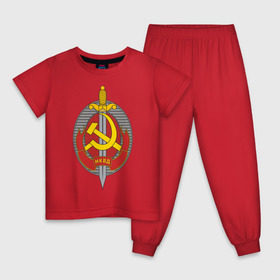 Детская пижама хлопок с принтом НКВД в Курске, 100% хлопок |  брюки и футболка прямого кроя, без карманов, на брюках мягкая резинка на поясе и по низу штанин
 | нагрудный знак | символика ссср | ссср | эмблема
