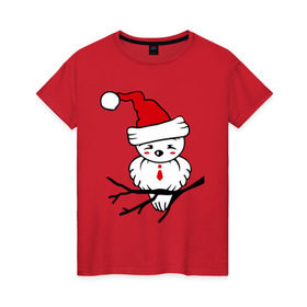 Женская футболка хлопок с принтом Птичка в Курске, 100% хлопок | прямой крой, круглый вырез горловины, длина до линии бедер, слегка спущенное плечо | воробушек | колпачок | новый год | птичка