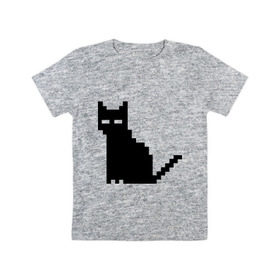 Детская футболка хлопок с принтом Пиксельный котик в Курске, 100% хлопок | круглый вырез горловины, полуприлегающий силуэт, длина до линии бедер | Тематика изображения на принте: 90 | cat | kitten | kitty | pixel | кот | котейка | котик | котики | пиксель