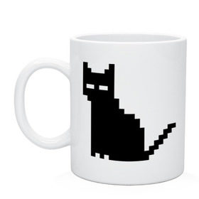 Кружка с принтом Пиксельный котик в Курске, керамика | объем — 330 мл, диаметр — 80 мм. Принт наносится на бока кружки, можно сделать два разных изображения | Тематика изображения на принте: 90 | cat | kitten | kitty | pixel | кот | котейка | котик | котики | пиксель