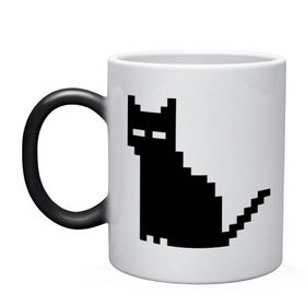 Кружка хамелеон с принтом Пиксельный котик в Курске, керамика | меняет цвет при нагревании, емкость 330 мл | 90 | cat | kitten | kitty | pixel | кот | котейка | котик | котики | пиксель