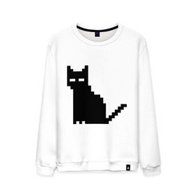 Мужской свитшот хлопок с принтом Пиксельный котик в Курске, 100% хлопок |  | Тематика изображения на принте: 90 | cat | kitten | kitty | pixel | кот | котейка | котик | котики | пиксель