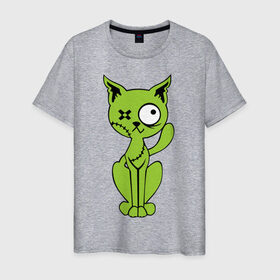 Мужская футболка хлопок с принтом Зомби кот в Курске, 100% хлопок | прямой крой, круглый вырез горловины, длина до линии бедер, слегка спущенное плечо. | зомби