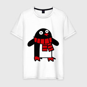Мужская футболка хлопок с принтом Пингвин в Курске, 100% хлопок | прямой крой, круглый вырез горловины, длина до линии бедер, слегка спущенное плечо. | Тематика изображения на принте: 