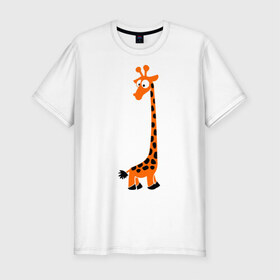 Мужская футболка премиум с принтом Жирафик в Курске, 92% хлопок, 8% лайкра | приталенный силуэт, круглый вырез ворота, длина до линии бедра, короткий рукав | Тематика изображения на принте: жираф | жирафик | клевый | милый