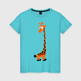 Женская футболка хлопок с принтом Жирафик в Курске, 100% хлопок | прямой крой, круглый вырез горловины, длина до линии бедер, слегка спущенное плечо | жираф | жирафик | клевый | милый