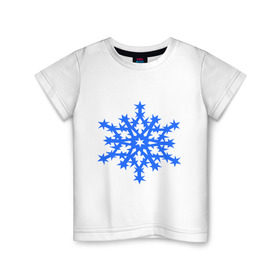 Детская футболка хлопок с принтом Колючая снежинка в Курске, 100% хлопок | круглый вырез горловины, полуприлегающий силуэт, длина до линии бедер | звезда | звездочки | колючая снежинка | снежинка
