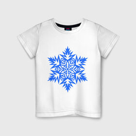 Детская футболка хлопок с принтом Остроугольная снежинка в Курске, 100% хлопок | круглый вырез горловины, полуприлегающий силуэт, длина до линии бедер | зима | новый год | остроугольная снежинка | свет | снежинка