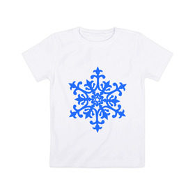 Детская футболка хлопок с принтом Снежинка в Курске, 100% хлопок | круглый вырез горловины, полуприлегающий силуэт, длина до линии бедер | зима | новый год | снежинка | узор