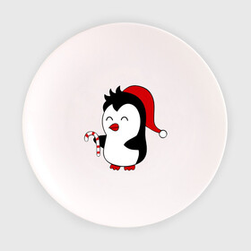 Тарелка с принтом Новогодний пингвин. в Курске, фарфор | диаметр - 210 мм
диаметр для нанесения принта - 120 мм | пингвин